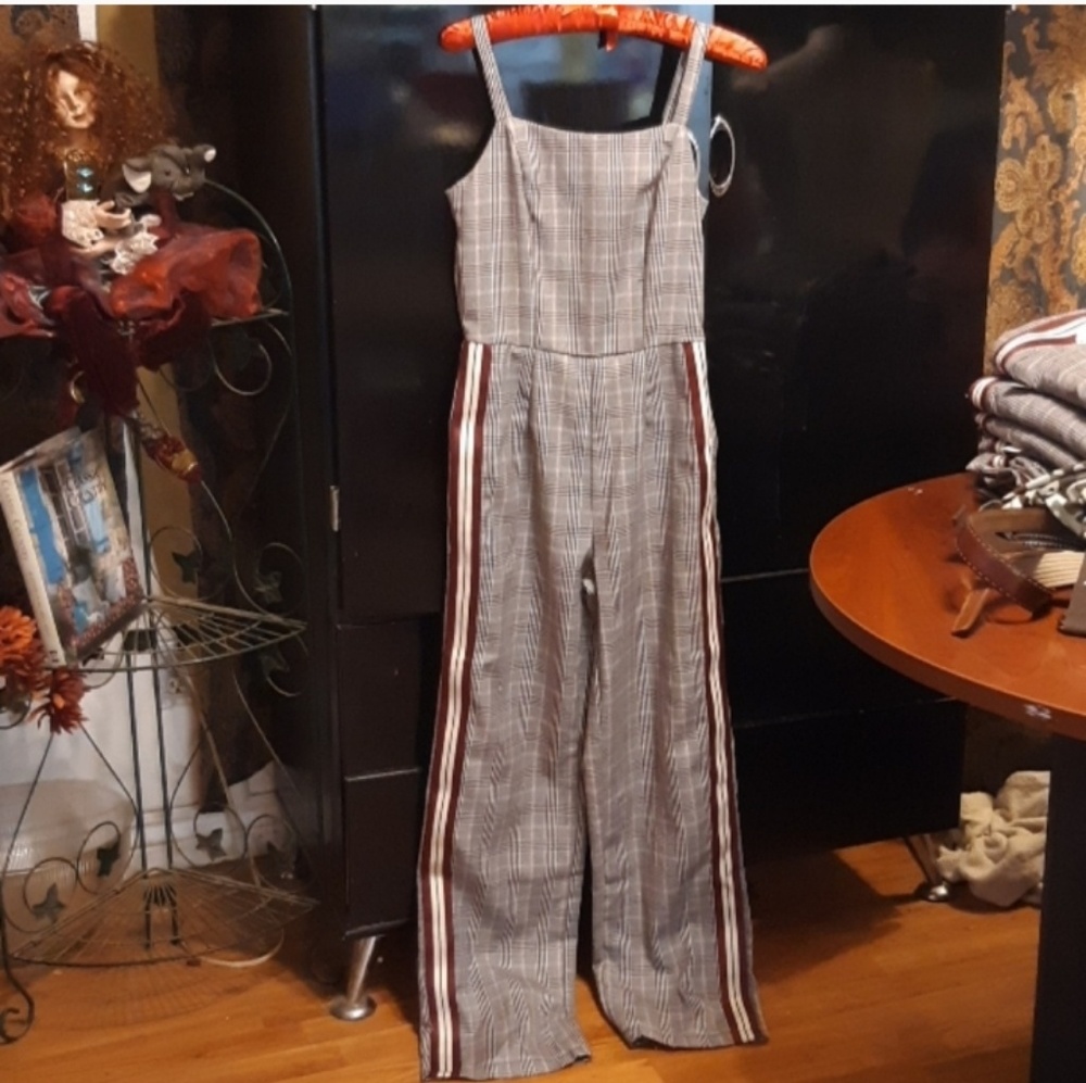 Womens plaid Bib Rompers Sz Small Jumpsuit overalls pants